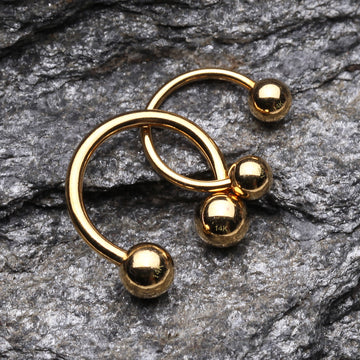 Detail View 1 of 14 Karat Gold Ball End Horseshoe Circular Barbell